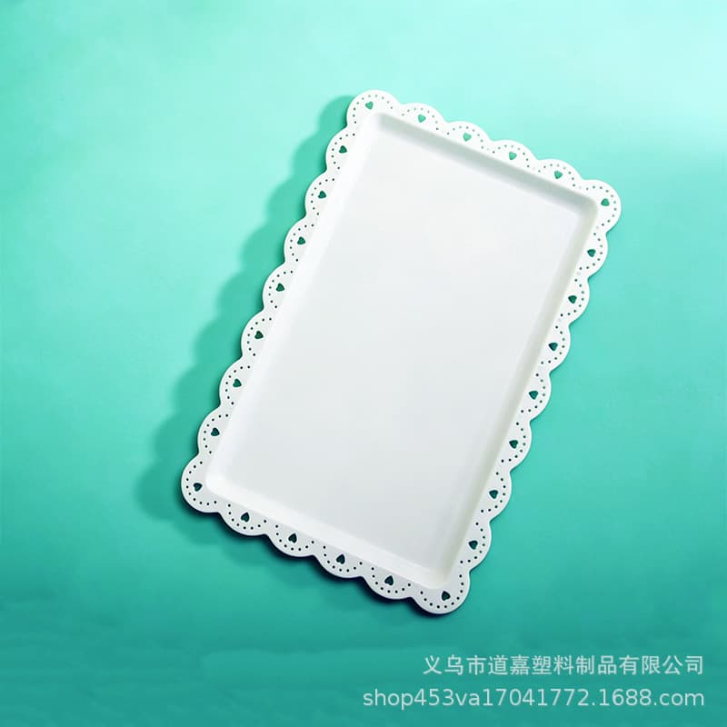 Plastic Snack Tray for Birthday Decor, Tea Break, Cross-Border Wholesale Rectangular Dessert Pastry Tray