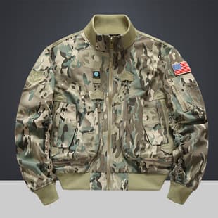 Baseball Collar Flight Jacket Air Force Pilot Single Jacket Men Baseball Tactical Camouflage Coat Men