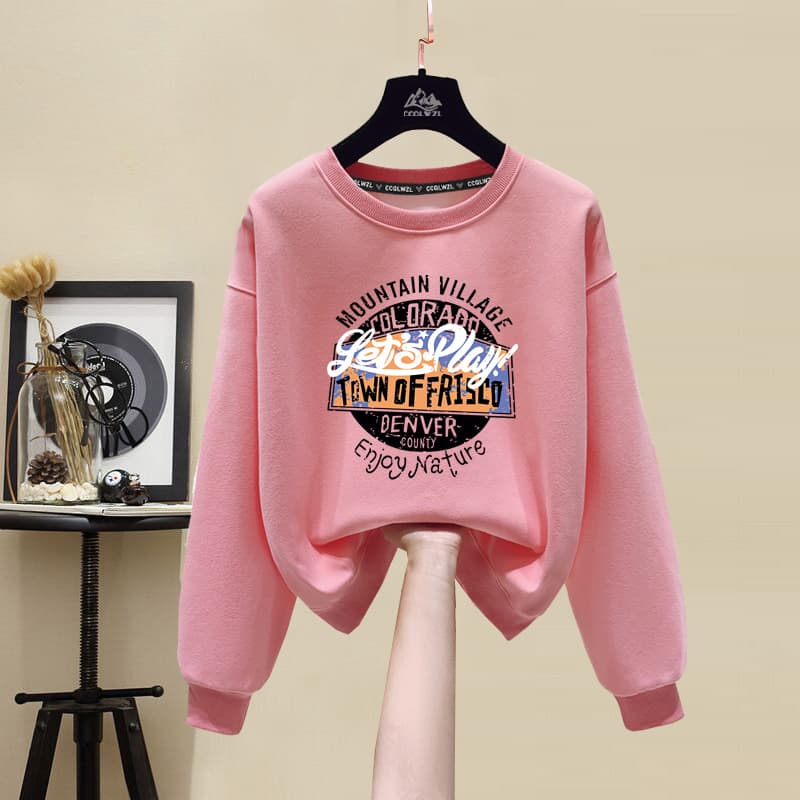 Factory wholesale pure cotton sweatshirt women's new winter velvet thickened casual round neck jacket loose letter T-shirt