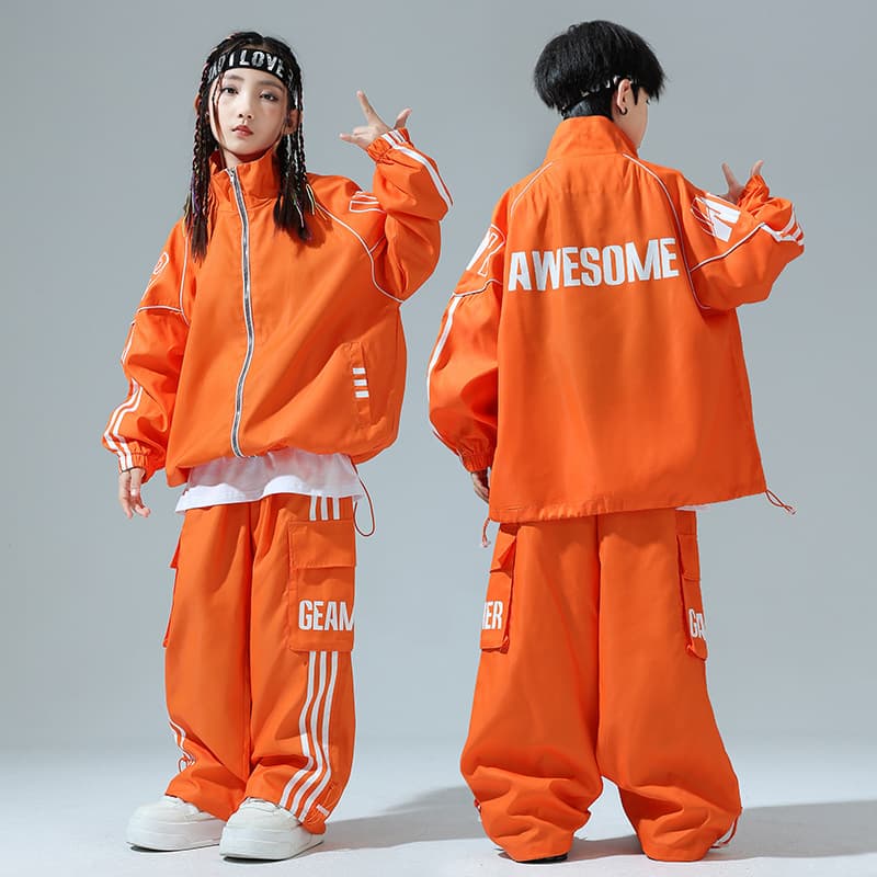 Primary and Secondary School Autumn Sports Day Opening Ceremony Performance Costume Windbreaker Set, Kindergarten Class Uniform, Hip-Hop Trendy Boys' Clothing
