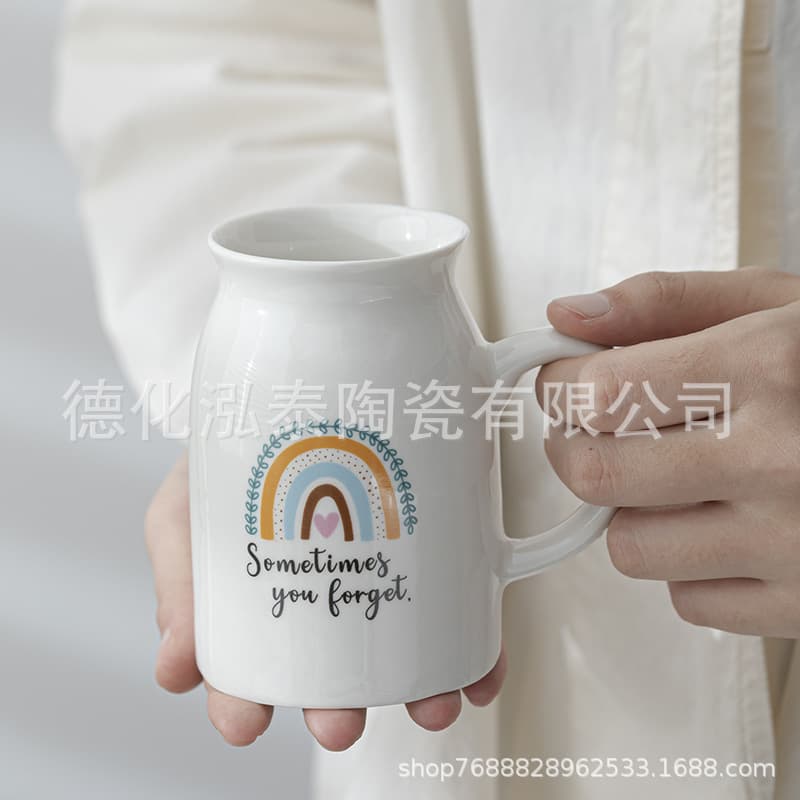 Cross-border ceramic milk cup flower vase for holidays and anniversaries, personalized flower vase for Amazon, customizable with logo