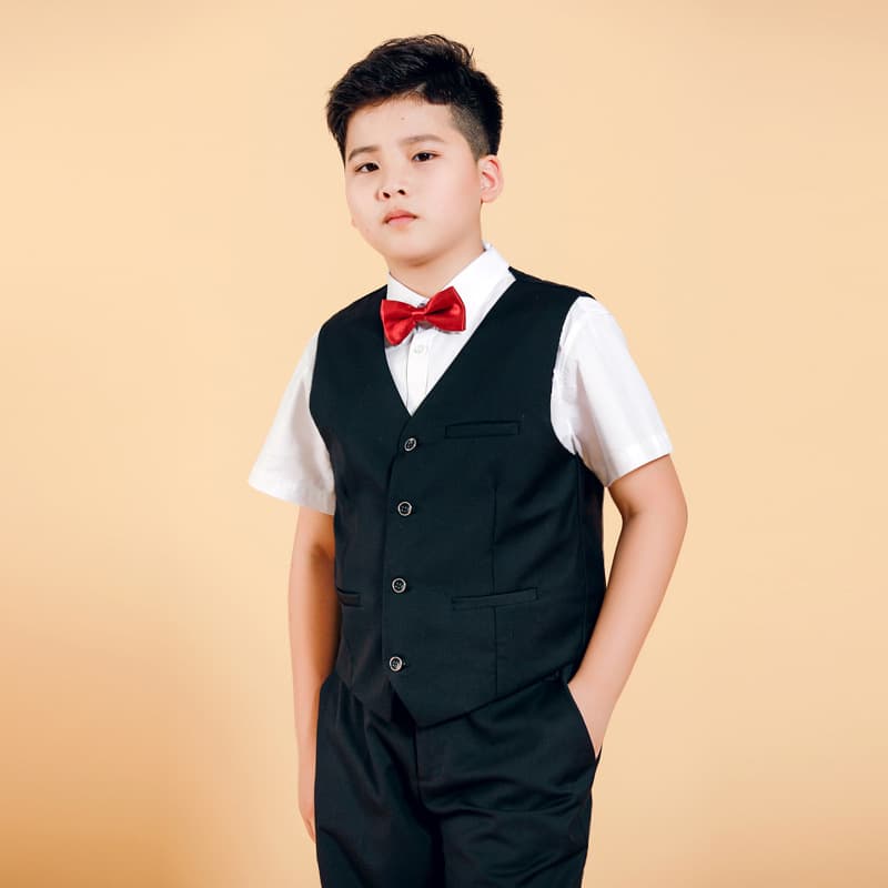 Summer Children's Formal Wear Set Boys' plus Size Vest Performance Outfit Primary School Piano Show Costume British Style