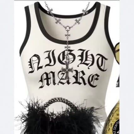 New Spicy Style Sleeveless Vest Top for Women, Letter Print, Streetwear Fashion T-Shirt, Spring Summer Trendy Top