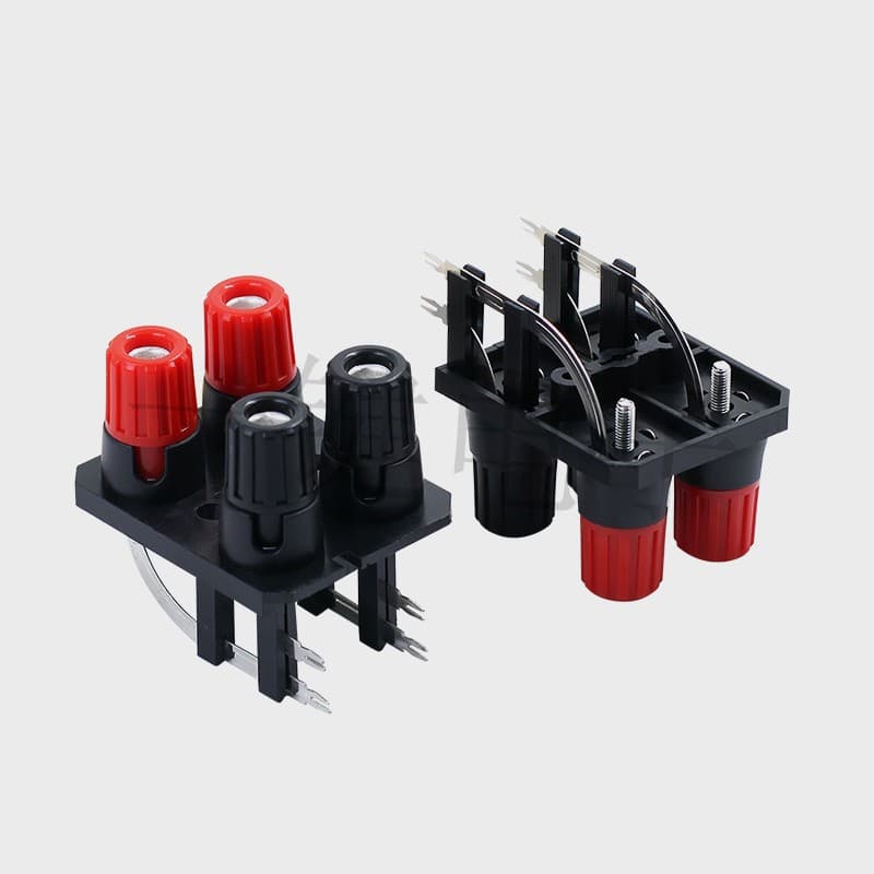 4-Pin Right-Angle Large 4-Position Audio Terminal Binding Post Amplifier Speaker Connector WP4-10A External Wire Terminal 4mm Hole