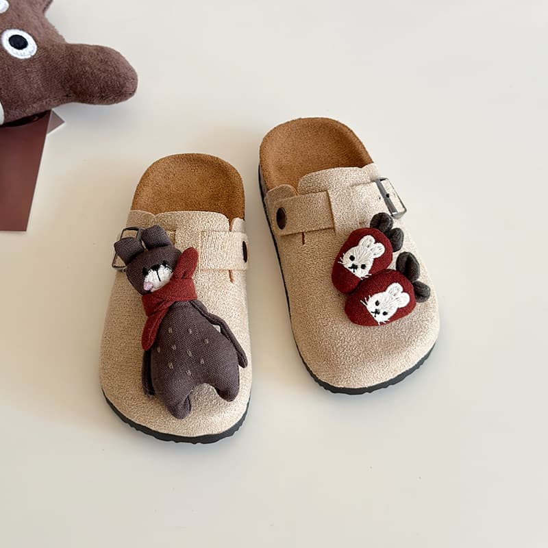 Children's Birkenstock Shoes 2025 Autum New Cartoon Cute Scarf Bunny Carrot Soft Sole Anti-Slip Half Slippers