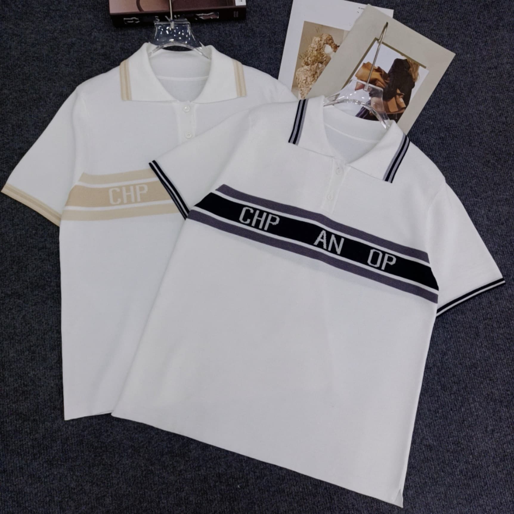 2025 Summer New Classic Monogram Letter Short Sleeve Fashionable Turn-down Collar T-shirt Half-sleeve Top for Women