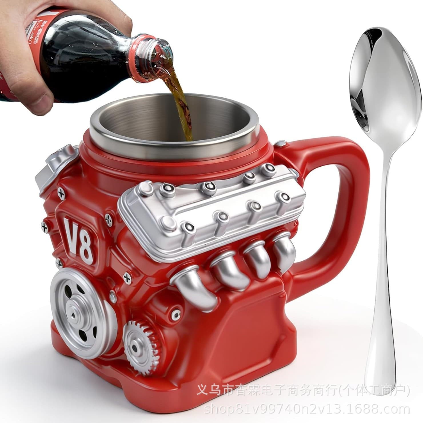 Cross-border new products hot selling V8 V6 engine liner stainless steel mug resin cup wholesale