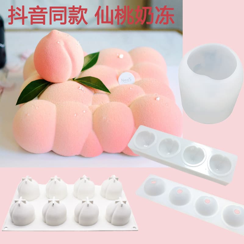 8-Cavity Peach Mold, TikTok Style Fairy Peach Panna Cotta, 4-Cavity 3D Peach Mousse Mold, Fruit Mold, Soap Mold