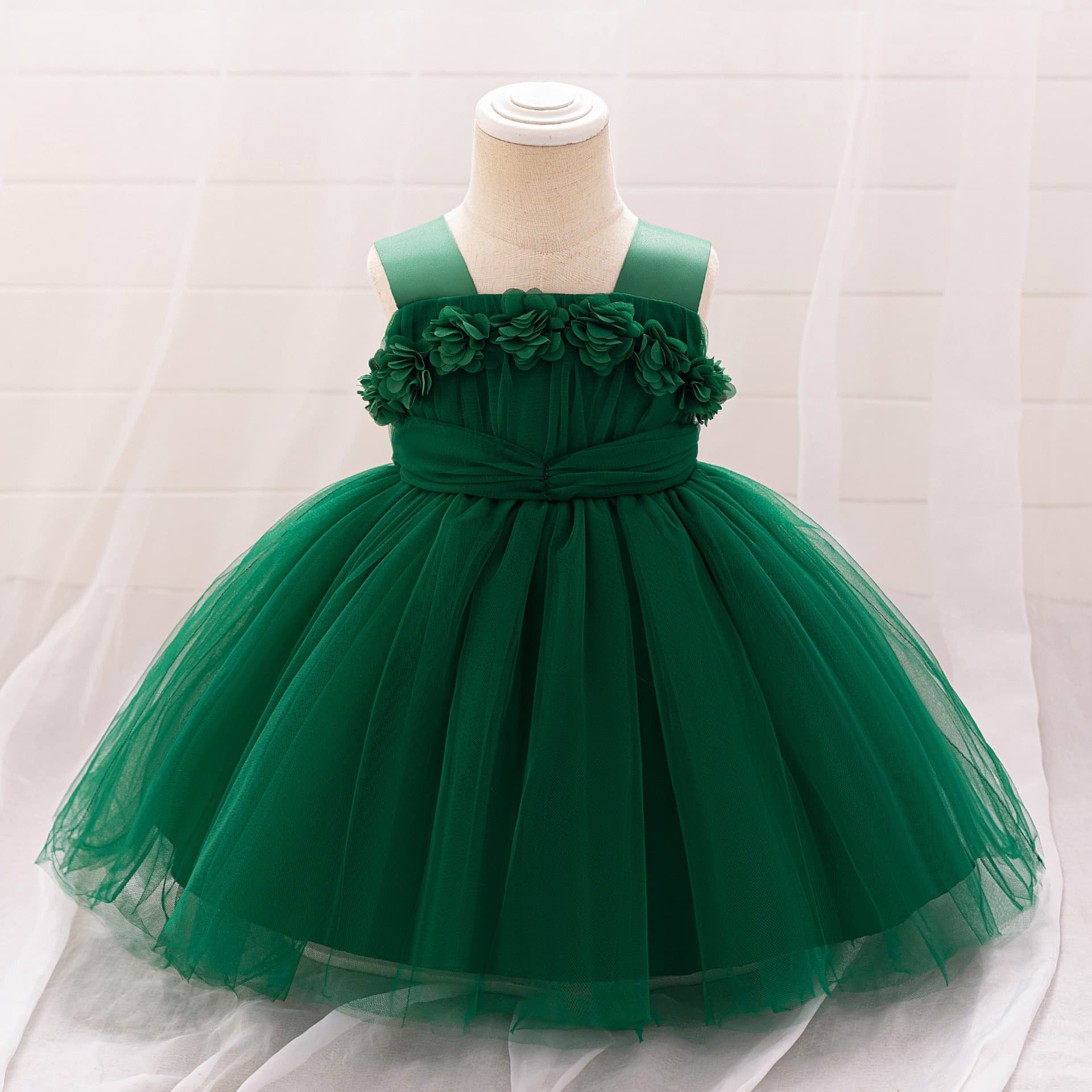 Baby Dress European and American New Style Children's Princess Dress Tulle Ball Gown Wedding Dress Piano Performance Costume