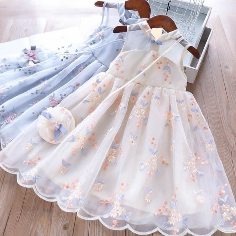 Girls' Summer Dress Hanfu Cheongsam Fairy-Like Children's Retro Mesh Dress Baby Summer Dress Straight Hair Factory
