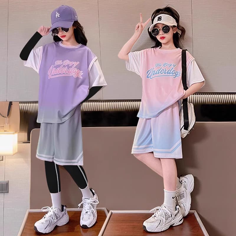 Boys Summer Quick-Dry Basketball Set 2025 New Style Short Sleeve Fashionable Kids Sportswear