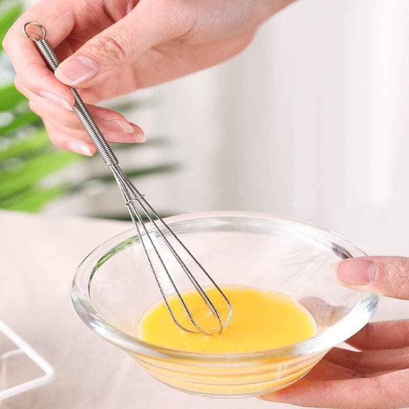 Stainless Steel Wire Manual Whisk Spring Handle Mini Egg Beater Kitchen Small Tool Baking Milk Frother