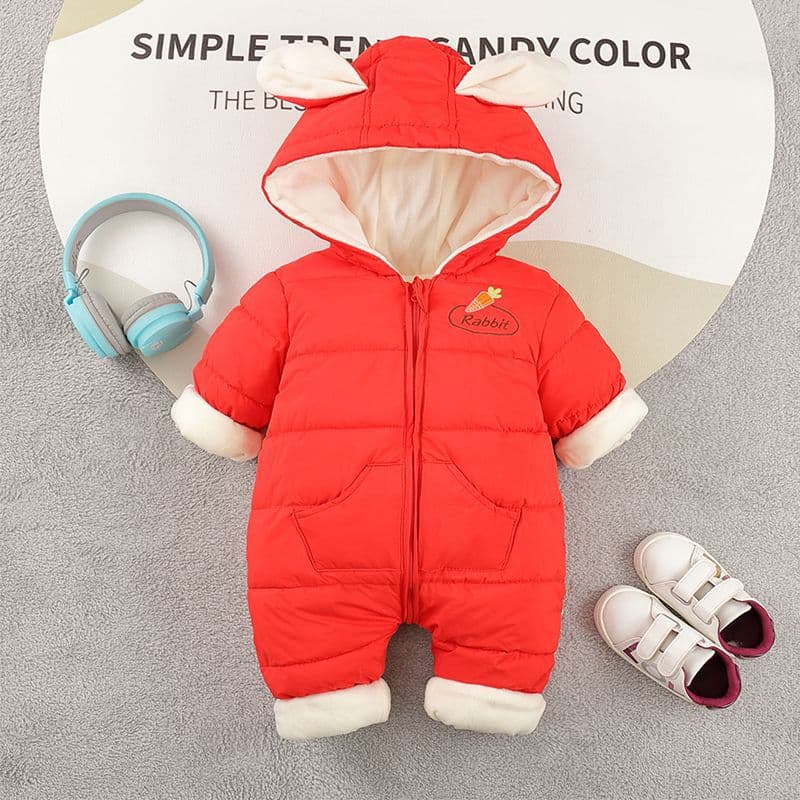 Baby Winter Fleece-Lined Romper for Newborns, Thickened and Warm, Crotch Snap Closure, Trendy