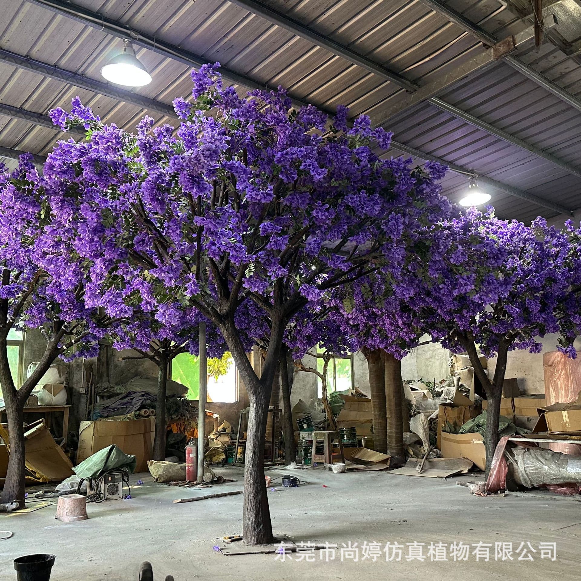 Large simulated lilac tree, jacaranda, wisteria tree, cherry blossom tree, large tree, ornaments and landscaping