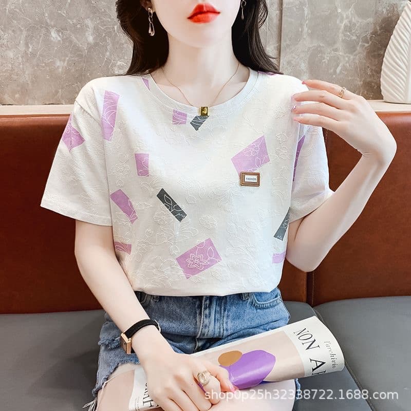 2026 New Style Women's White T-Shirt, Short Sleeve, Crew Neck, Loose Fit Basic Tee, Versatile Top, Fashion Ins Style