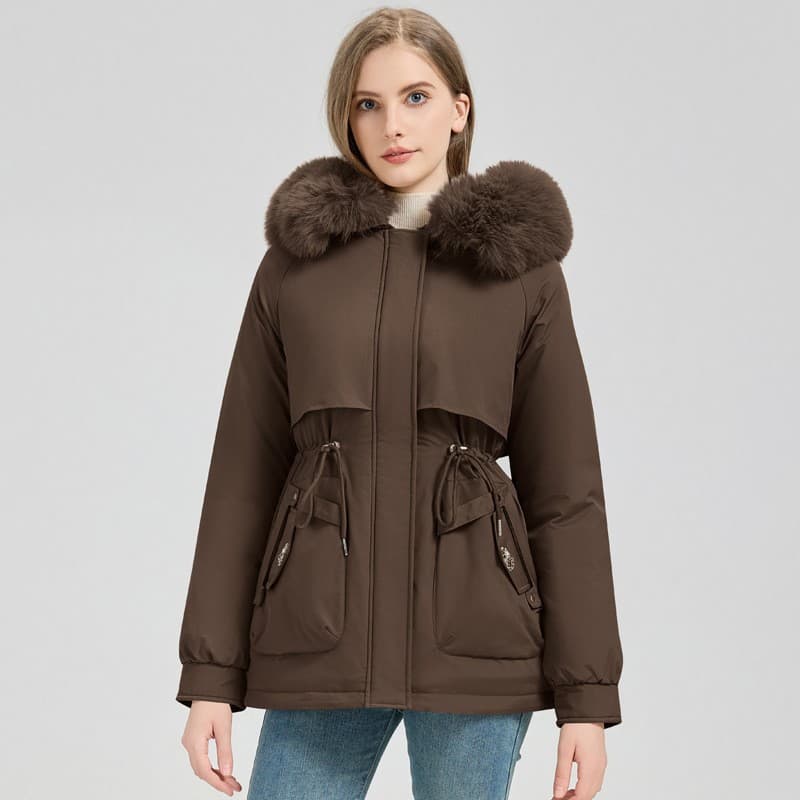 Women's Puffer Coat 2026 New Mid-Length Thickened Fleece-Lined Winter Cotton Jacket Loose Fit Waist-Tied Warm Cotton Coat