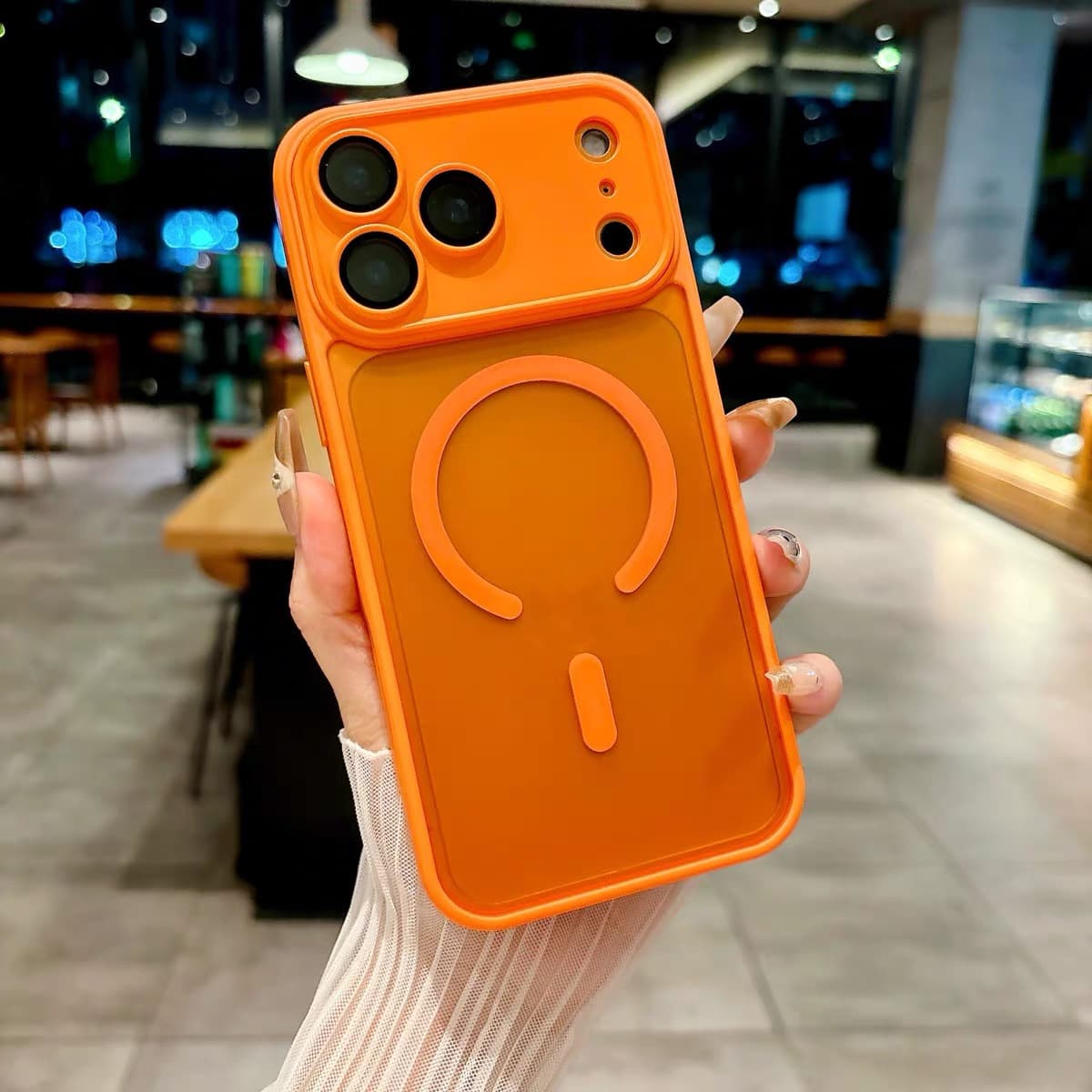 With lens film suitable for iPhone 17 promax mobile phone case Apple 17 orange skin texture matte magnetic simple 16