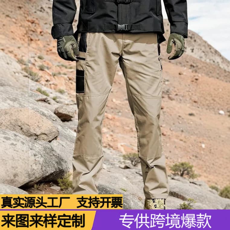 Export Manufacturer Spring/Autumn Outdoor Tactical Long Pants for Men, Multi-Pocket Durable Work Pants Loose Breathable Wear-Resistant