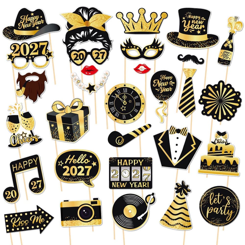 Cross-Border New Year Party Decoration Photo Props New Year's Eve Party Decoration New Year Handheld Funny Photo Props