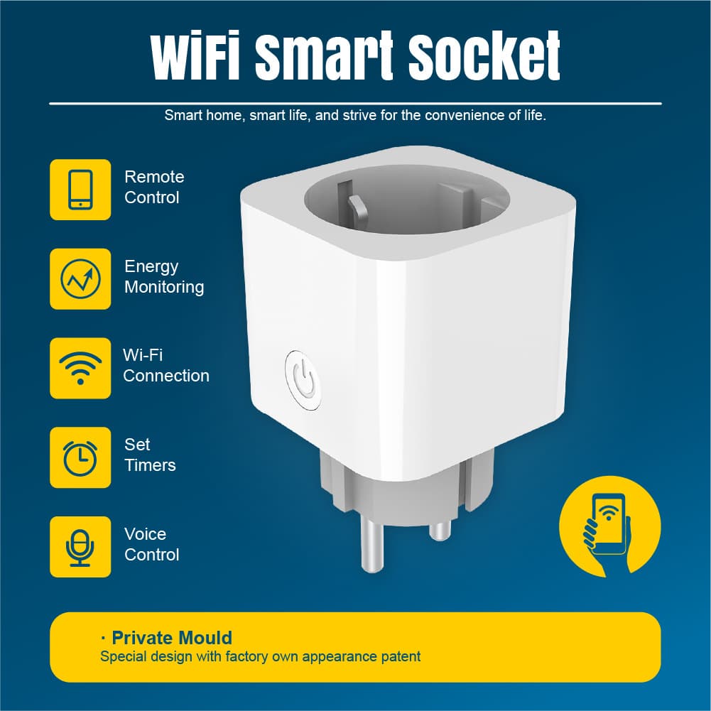 Lian Duo Tuya European Standard German Standard 16A Remote Control Voice Timing Wifi Multi-Function Smart Plug