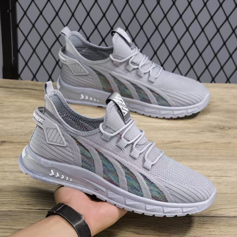 Men's Large Size New Trendy Summer Mesh Knit Black Stain-Resistant Slip-Resistant Odor-Proof Casual Sports Shoes
