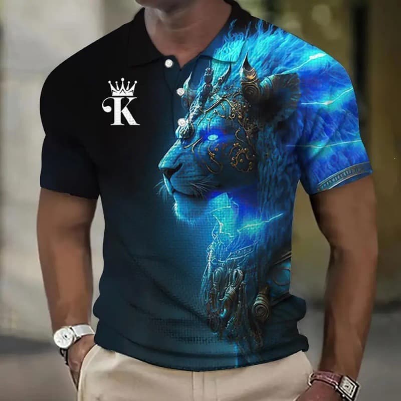 Men's Polo Shirt Cross-border Men's 3D Print Animal Pattern Polo Shirt Summer Men's Casual Fashion Short Sleeve