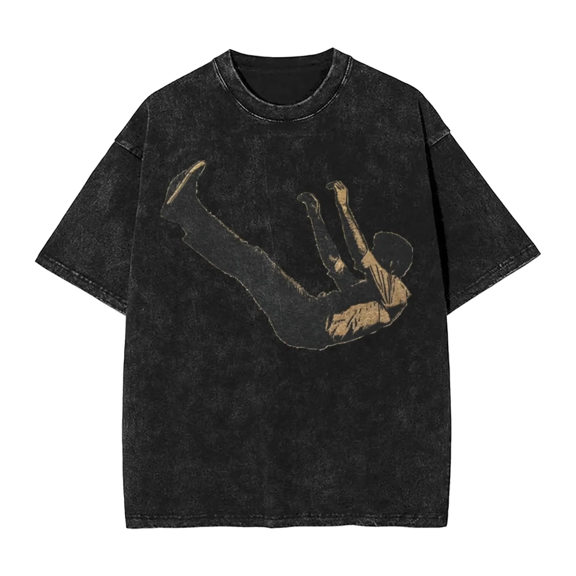 Summer Men's Rock Style Collection - Men's Washed 2D Printed T-Shirt, Fashion Graphic Men's T-Shirt