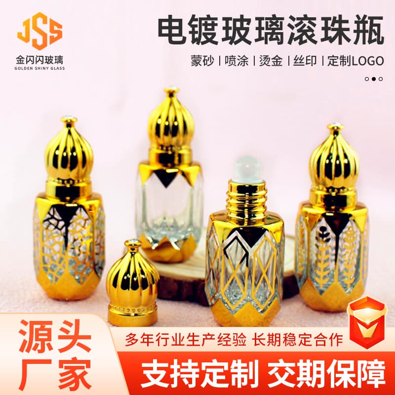 Middle East Glass Perfume Oil Bottle Cosmetic Refill Glass Bottle Sample 3ml Transparent Essential Oil Roller Bottle Custom