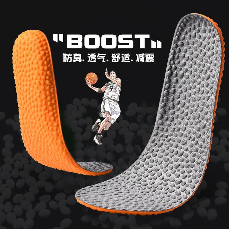 Boost Thickened Sport Shoe Insoles Unisex Breathable Shock Absorption Sweat Absorbent Anti-Odor Soft Bottom Military Training Heightening