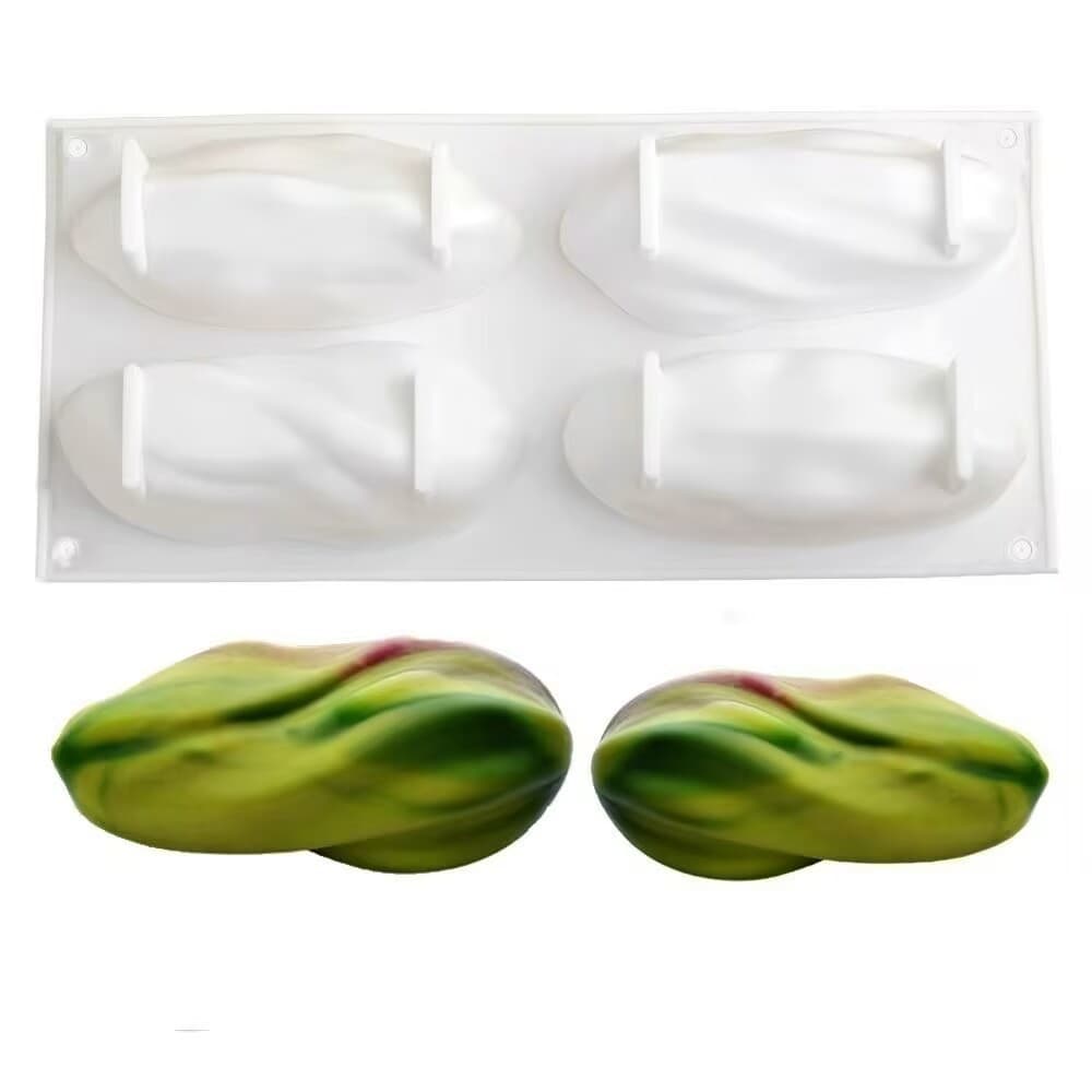 4-link nut-shaped mousse cake mold food-grade pistachio-shaped silicone chocolate mold DIY baking tool