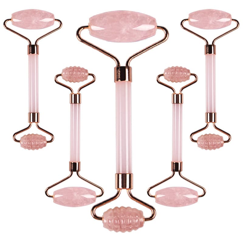 Source Factory Rose Quartz Roller Beauty Tool Gift Acrylic Preserved Flower Stem Jade Roller Massager