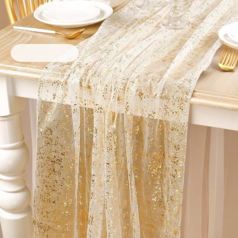 2026 new cross-border black and gold glitter table runner wedding baby shower birthday party table decoration