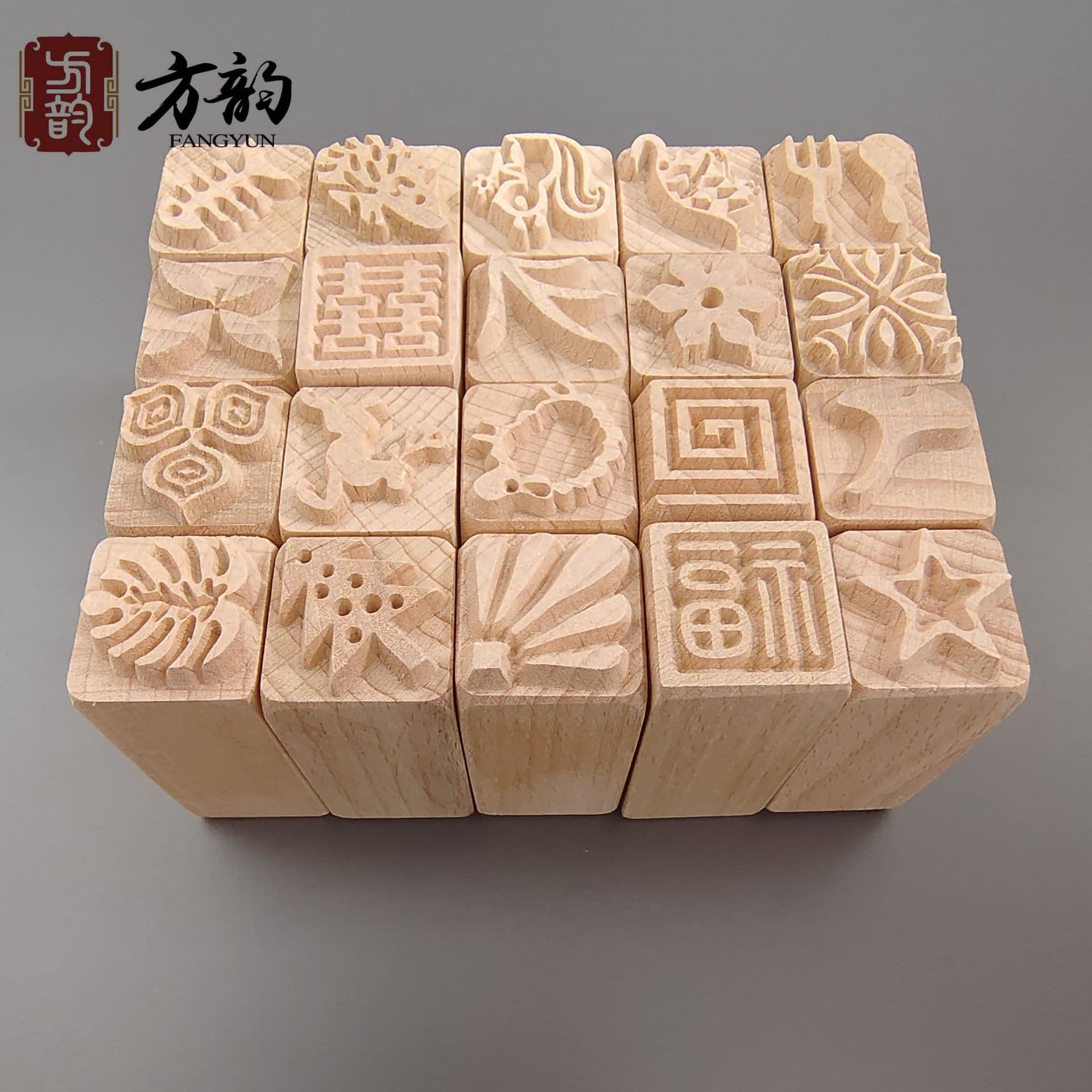 Wooden Stamp for Mooncakes, Steamed Buns, Pastry, and Flatbread - Solid Wood Stamp