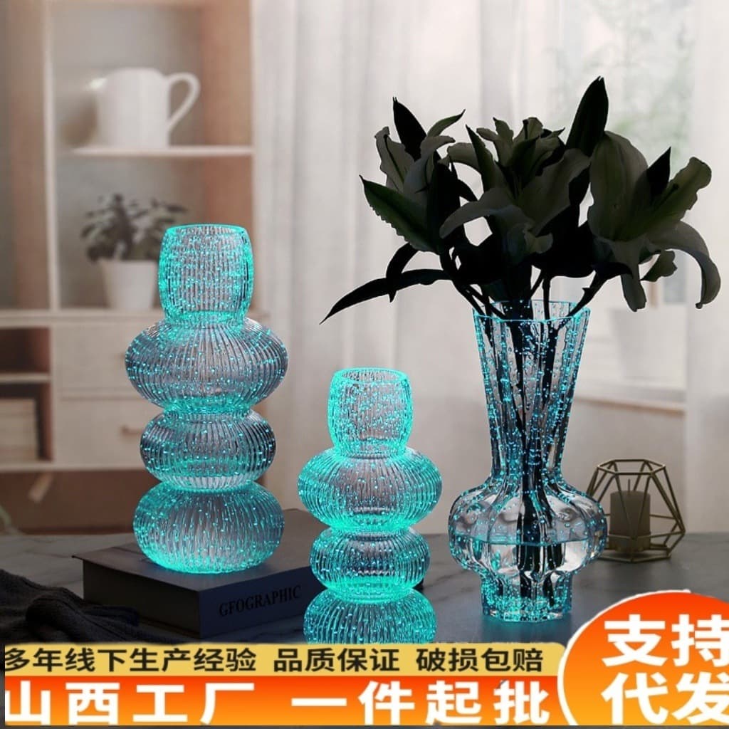 Creative Glow-in-the-Dark Tanghulu Glass Vase Home Glowing Vase Starry Sky Decor Living Room Dining Table Ornament