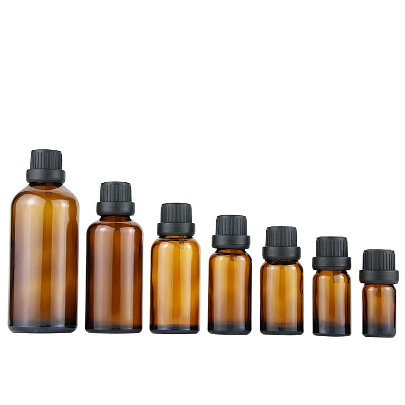 Amber Essential Oil Bottle 5ml-100ml Serum Perfume Cosmetics Sub-packaging Tamper-Evident Large Head Cap Brown Glass Bottle
