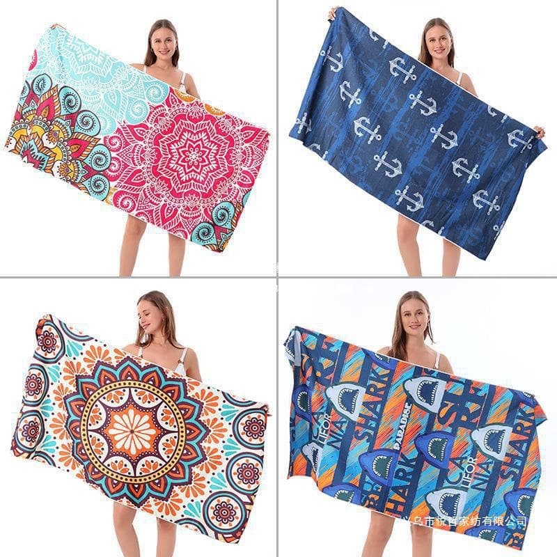 Popular Foreign Trade Ins-Style Digital Heat Transfer Beach Towel, Absorbent, Quick-Drying, Ultra-Fine Fiber Double-Sided Fleece Beach Towel