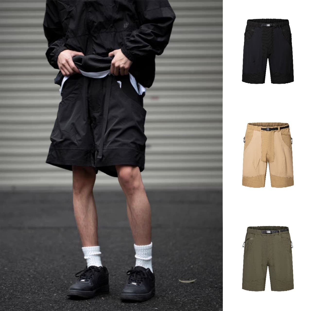 American Niche Trendy Brand Large Pocket Splicing Oakley Paratrooper Functional Cargo Shorts Men's Summer Mid-Length Shorts