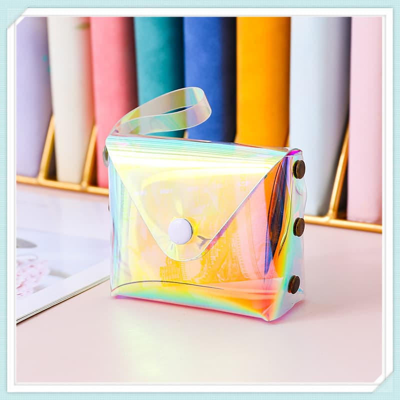 Laser Pencil Case Transparent Key Card Pouch Cosmetic Bag Holographic PVC Coin Earphone Cable Organizer