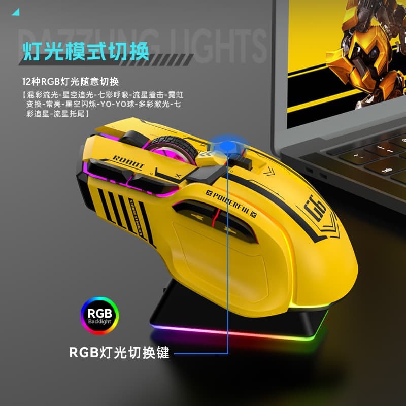 Hot-selling G6 Tri-Mode Mouse RGB Mechanical Mouse Wired Wireless Bluetooth Charging Dock Cross-border Gaming Mouse