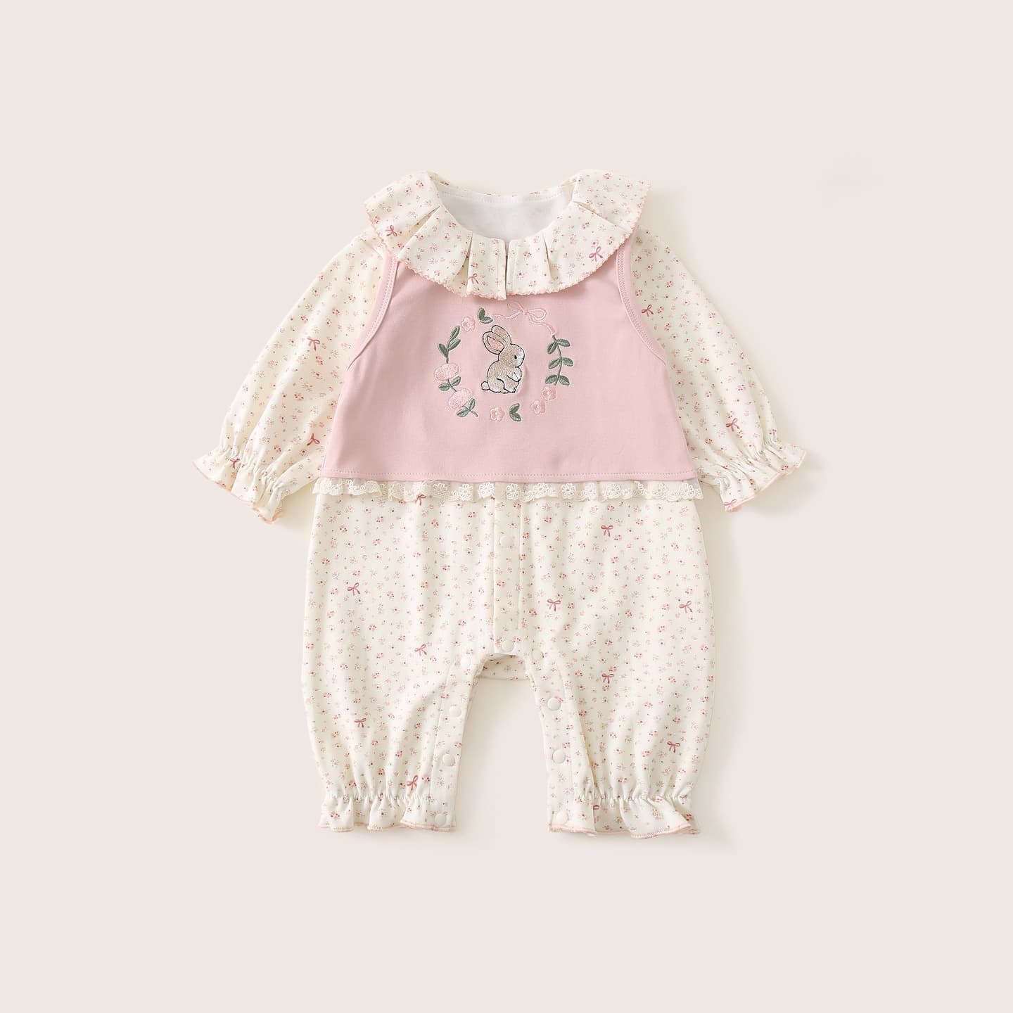 Baby one-piece newborn 2026 autumn baby girl one-piece floral two-piece set of newborn clothes