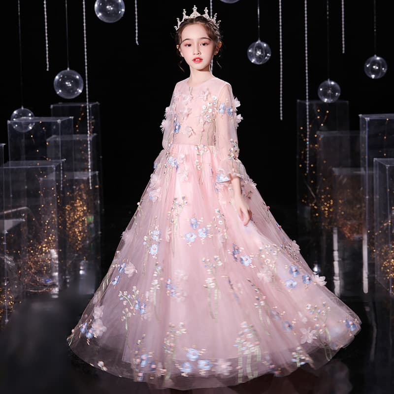 Children's Formal Dress 2026 New Birthday Princess Dress Girls Tutu Tulle Elegant Wedding Piano Performance Costume