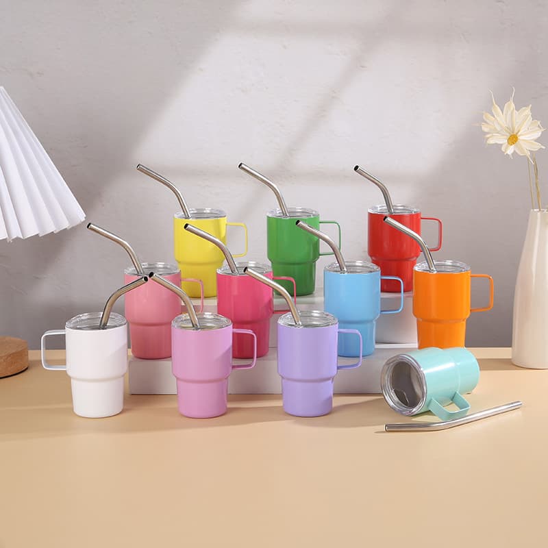 Cross-border 304 Stainless Steel Handle Straw Insulated Cup, Large Capacity Fashion Coffee Cup, Macaron Color Series Water Bottle