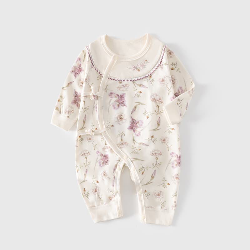 Newborn Baby Girl Bodysuit Butterfly Suit Cotton Infant Monk Style Romper Spring Autumn Clothing