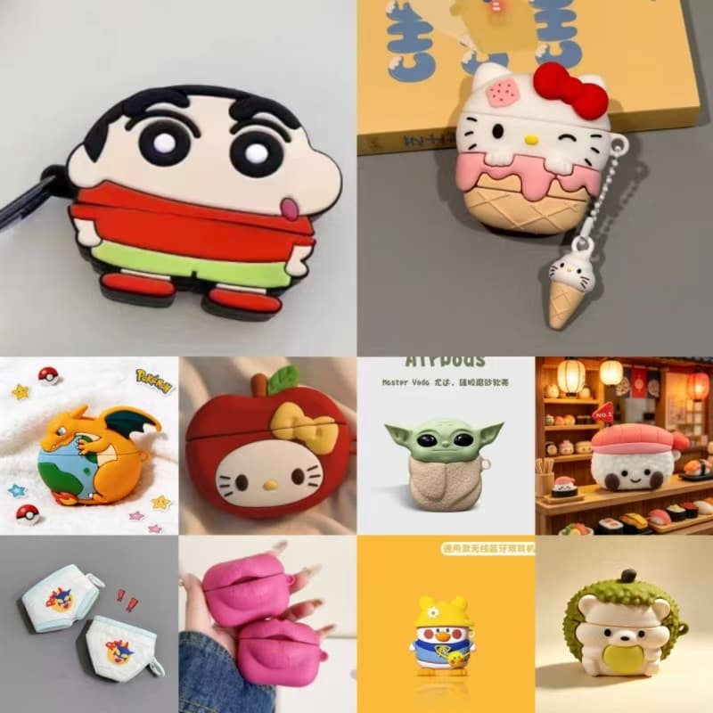 AirPods 1/2 Case Creative Cartoon Soft Silicone Cover for Apple Wireless Bluetooth Earbuds, Trendy 2nd Gen