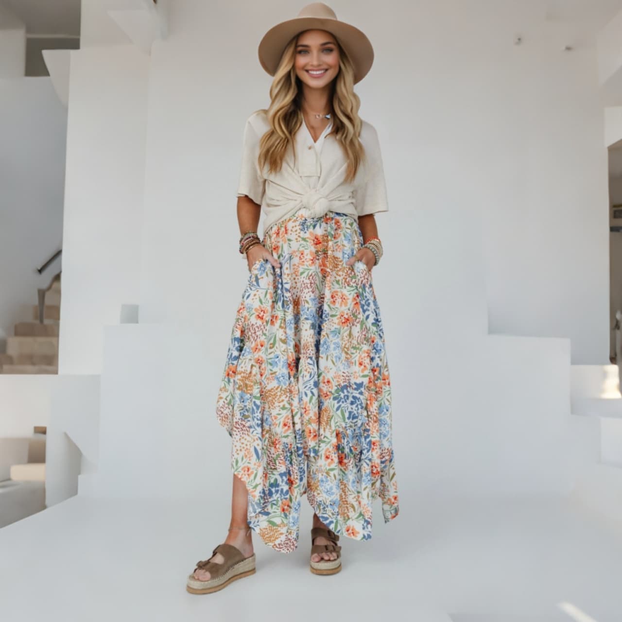 Amazon EU/US Cross-Border Bestseller Spring/Summer New Bohemian Ethnic Style Printed A-Line Casual Skirt