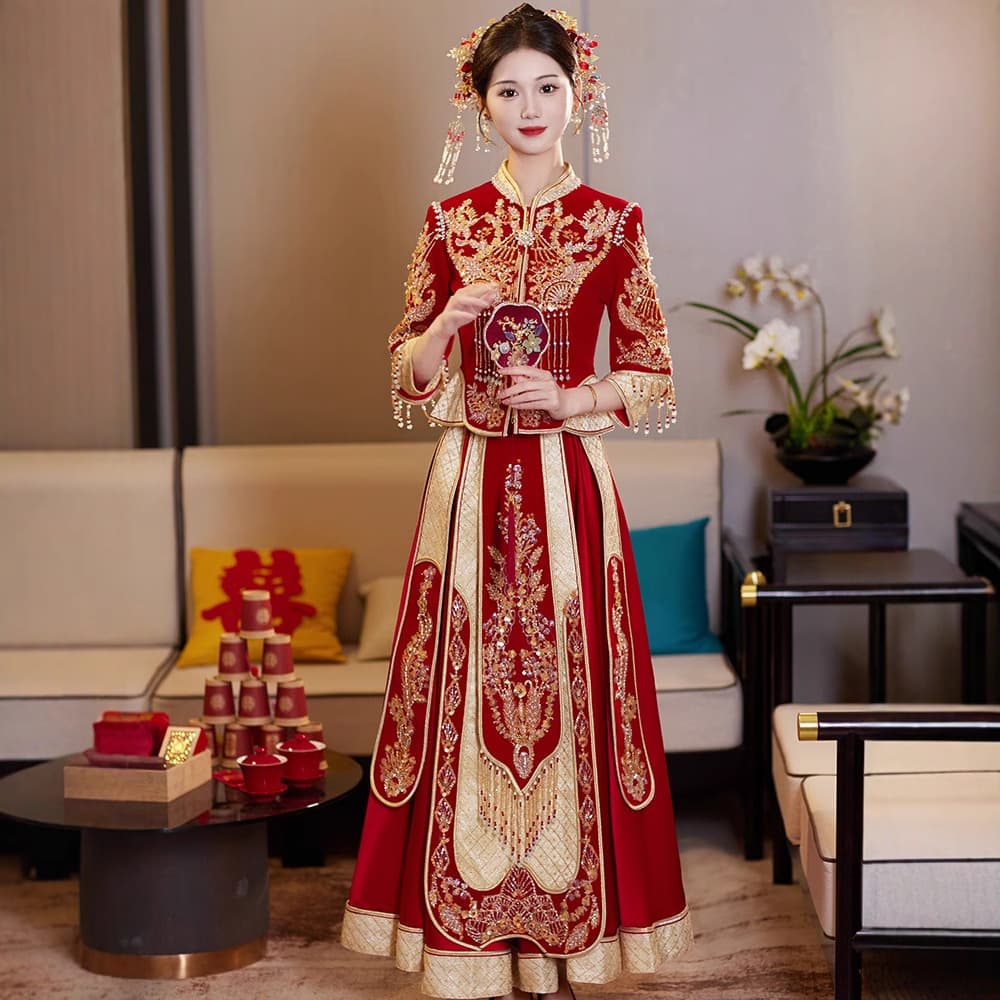 Xiuhe Wedding Dress 2026 New Style, Wedding Toast Dress, Wedding Gown, Xiuhe Wedding Outfit, Spring Slim Fit