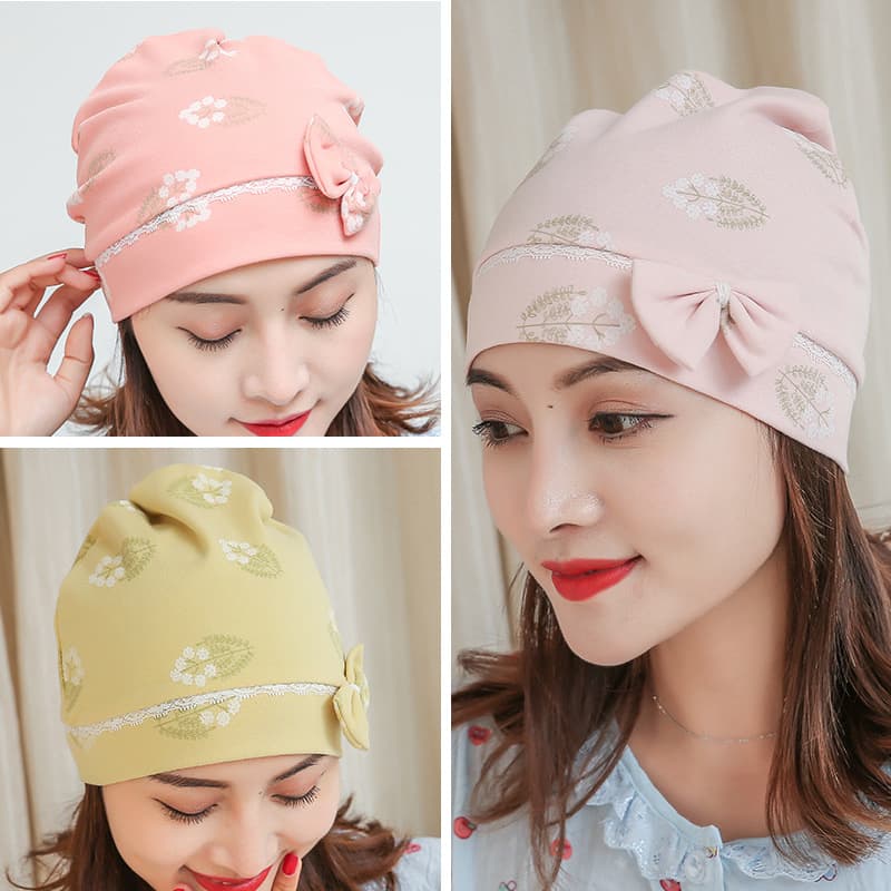 2025 New All-Season Cotton Bow Style Postpartum Hat Warm Windproof Maternity Nursing Cap