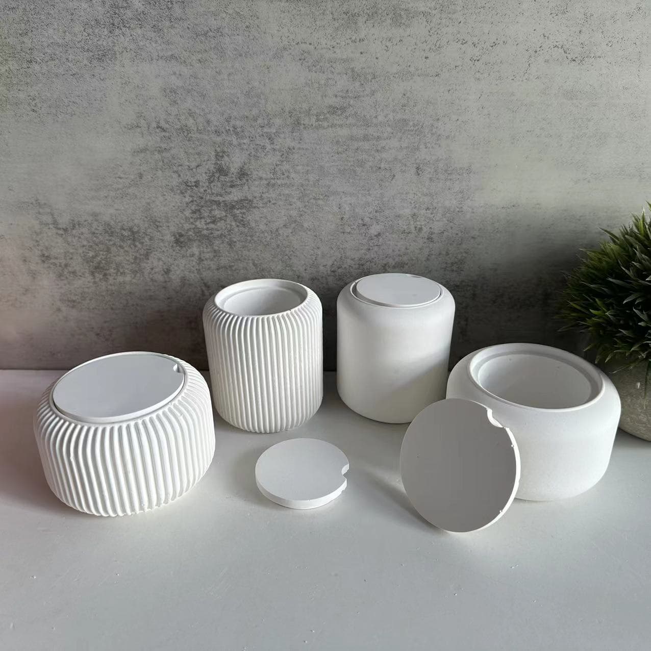 New striped tall cup and short cup with lid, silicone mold, candle cup storage jar, plaster mold, glue mold