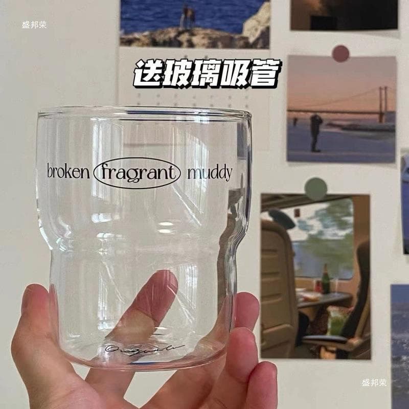 High Aesthetics Large Capacity Breakfast Milk Ins Glass Coffee Cup Wine God Heat Resistant Simple Japanese Style Glass Water Cup