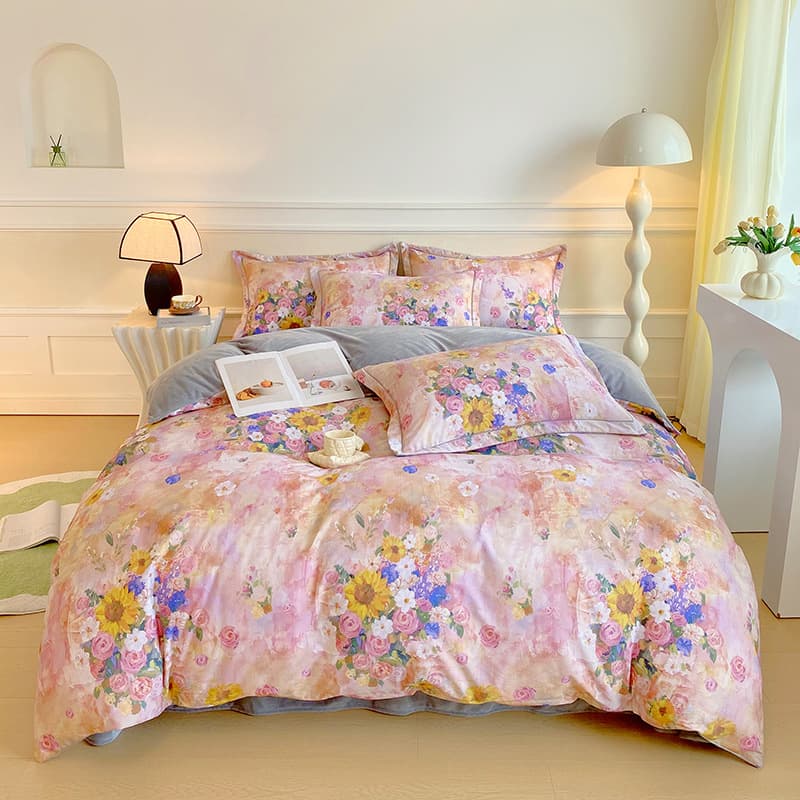 Export AB Version Cotton Flannel 4-Piece Bedding Set, Single Duvet Cover Can Be Used as Air Conditioning Blanket, Winter Warm Flannel Bedding